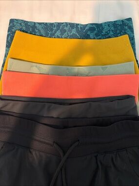 Assorted High-Waist Activewear Shorts - Teal, Yellow, Sage, Coral, Black